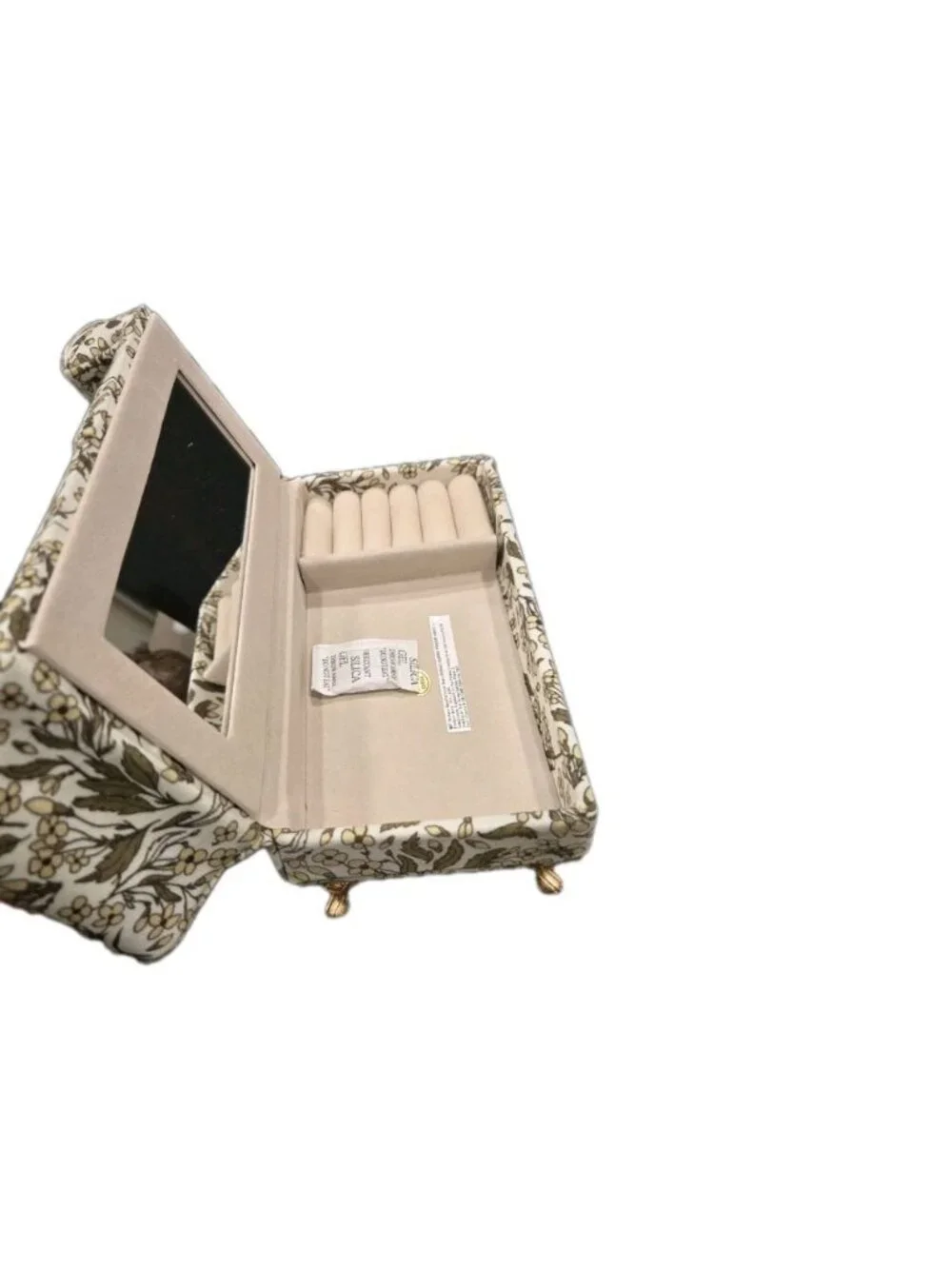 New Green & White Olive Floral Doll Sofa Jewelry Box Organizer Couch Jewelry Box